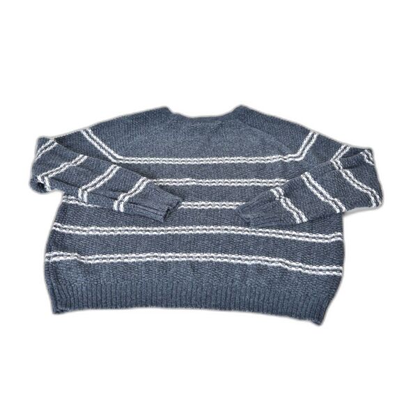 Abercrombie Navy Striped Lightweight Crew Neck Sweater Size Kids 11/12 - Picture 1 of 3